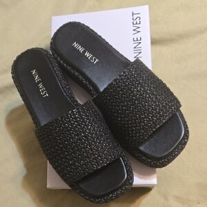Nine West Black Woven Sandals